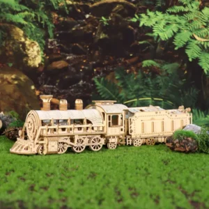3D Wooden Puzzle Mechanical Train - DIY Brain Teaser Model Kit