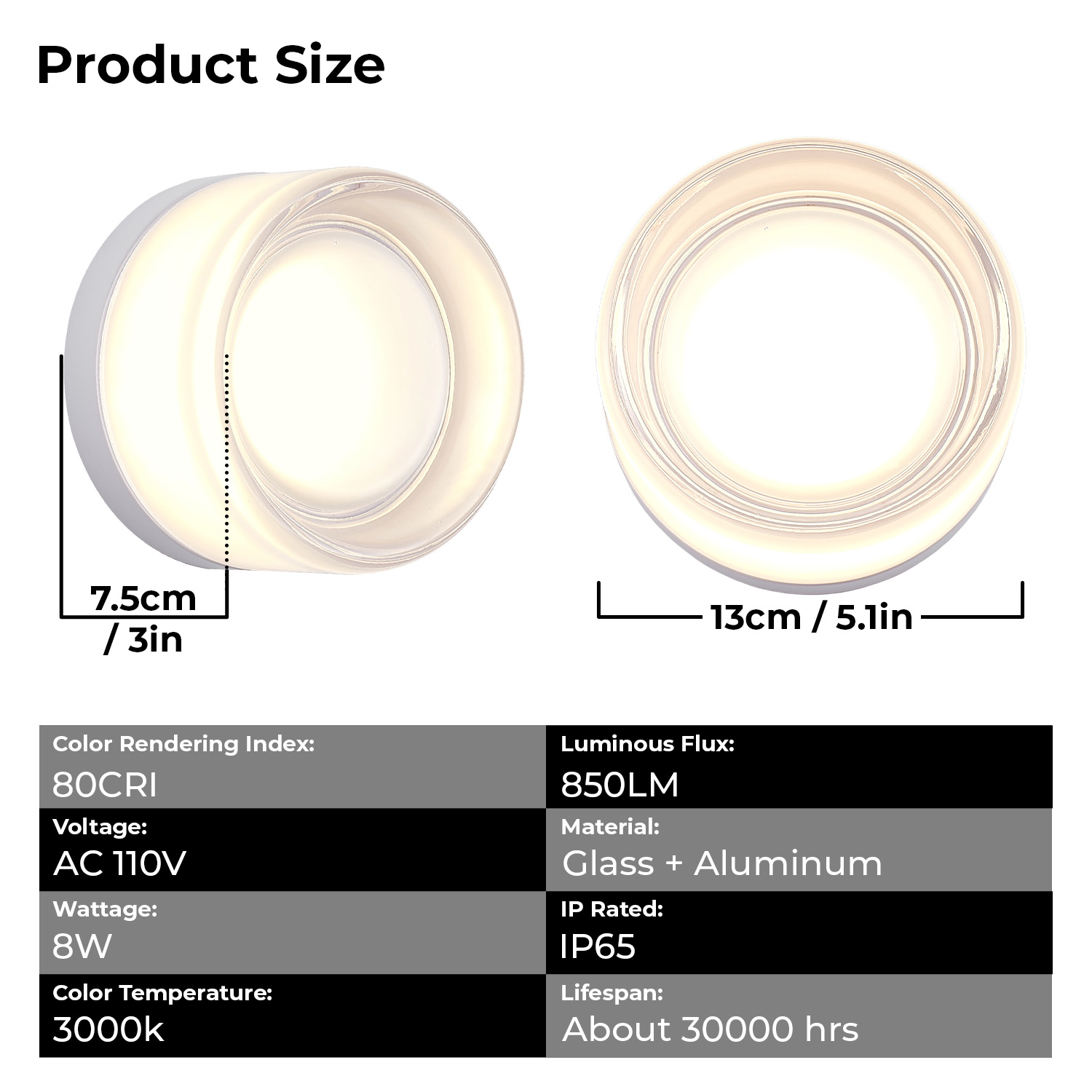 LED Wall Sconce - Creative Round Glass Indoor/Outdoor Light
