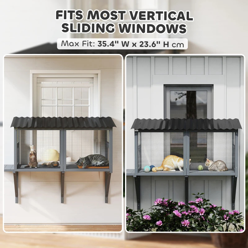 Wooden Cat Catio - Outdoor Cat Enclosure with Perch - Image 3