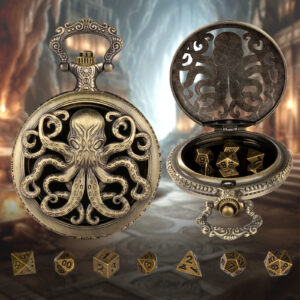 Octopus Dice Set - 7 Metal Polyhedral Dice with Octopus Case