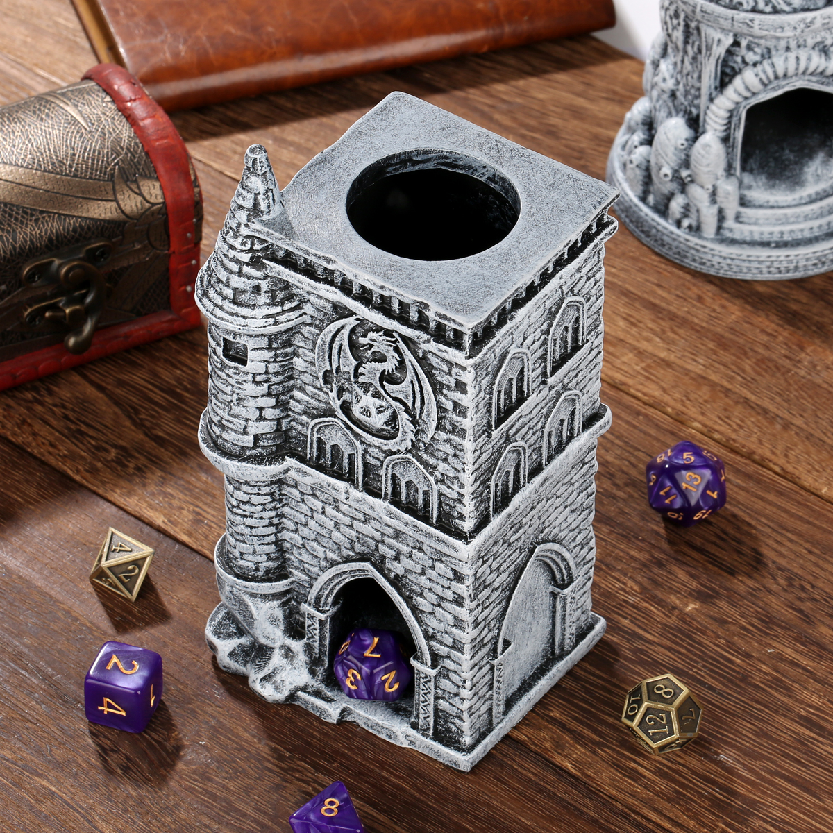 D20 Castle Dice Tower Gift Box Set - Medieval Resin Design - Image 3