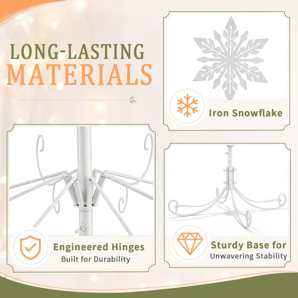 6ft White Artificial Christmas Tree with Snowflake Topper - Image 4