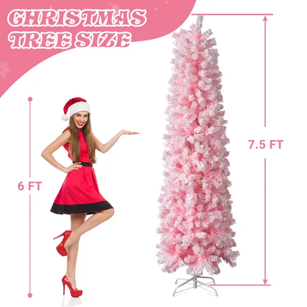 7.5ft Snow-Flocked Christmas Tree - Hinged Artificial Tree - Image 4