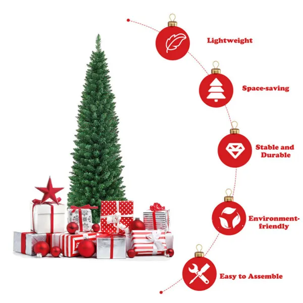 5ft Slim Pencil Christmas Tree - Space-Saving Design - Image 2
