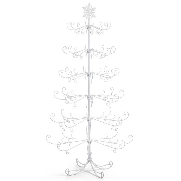 6ft White Artificial Christmas Tree with Snowflake Topper - Image 2
