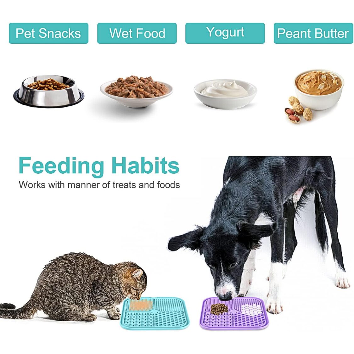 Lick Mat For Dogs Cats 2 Pack, Slow Feeder Licking Pad With Suction Cups For For Anxiety Relief And
