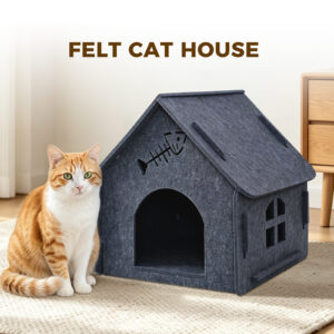 Cottage Style Felt Cat House - Cozy Indoor Pet Cave