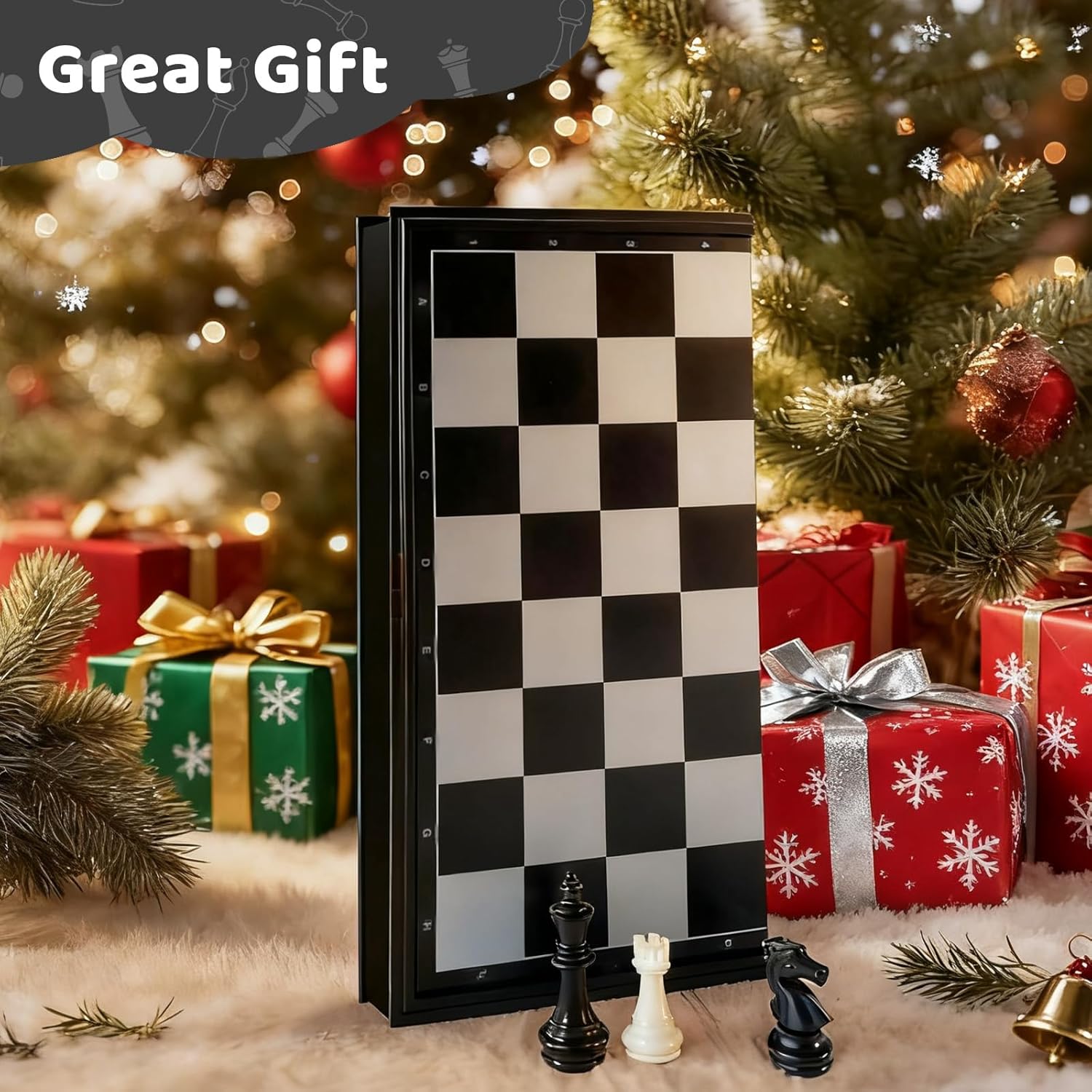 Magnetic Travel Chess Set with 2 Extra Queens - Folding Board - Image 3