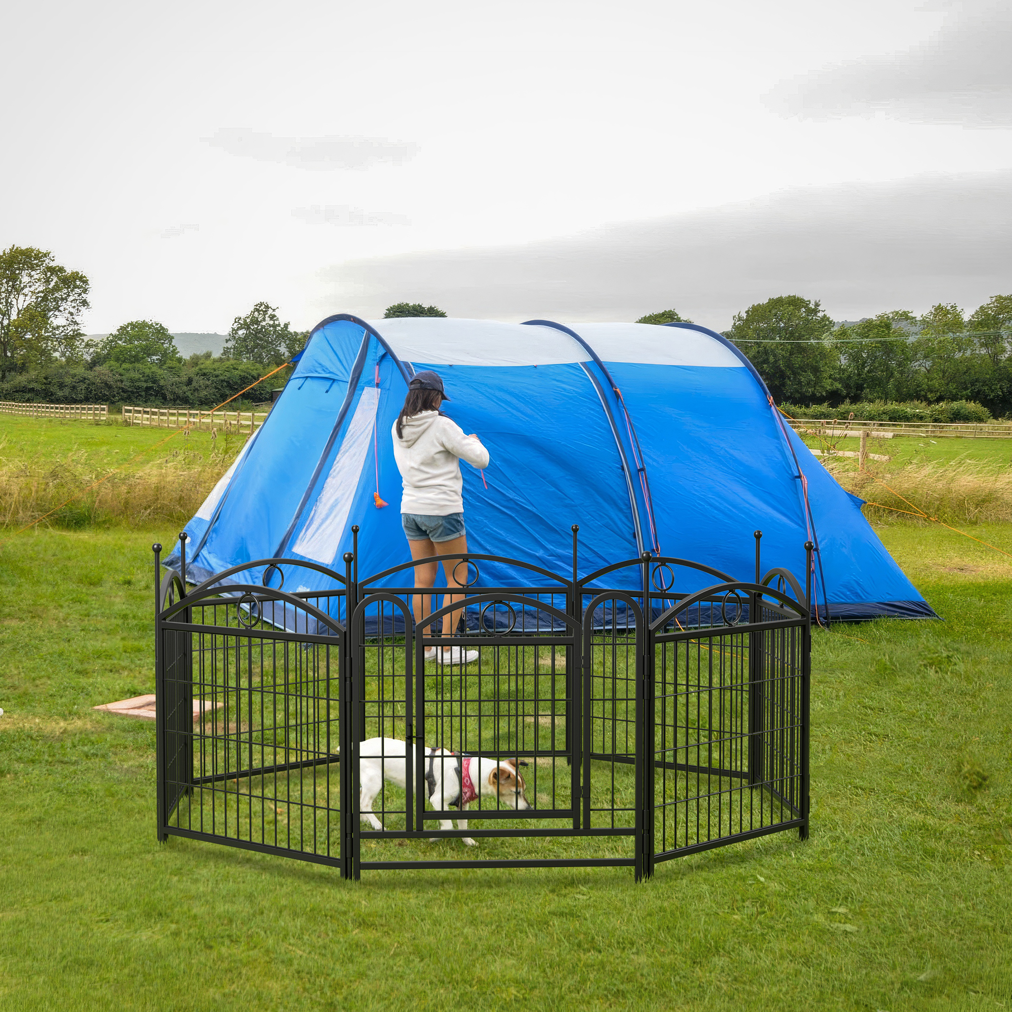 Dog Playpen Indoor - 24" 8-Panel Metal Pet Fence
