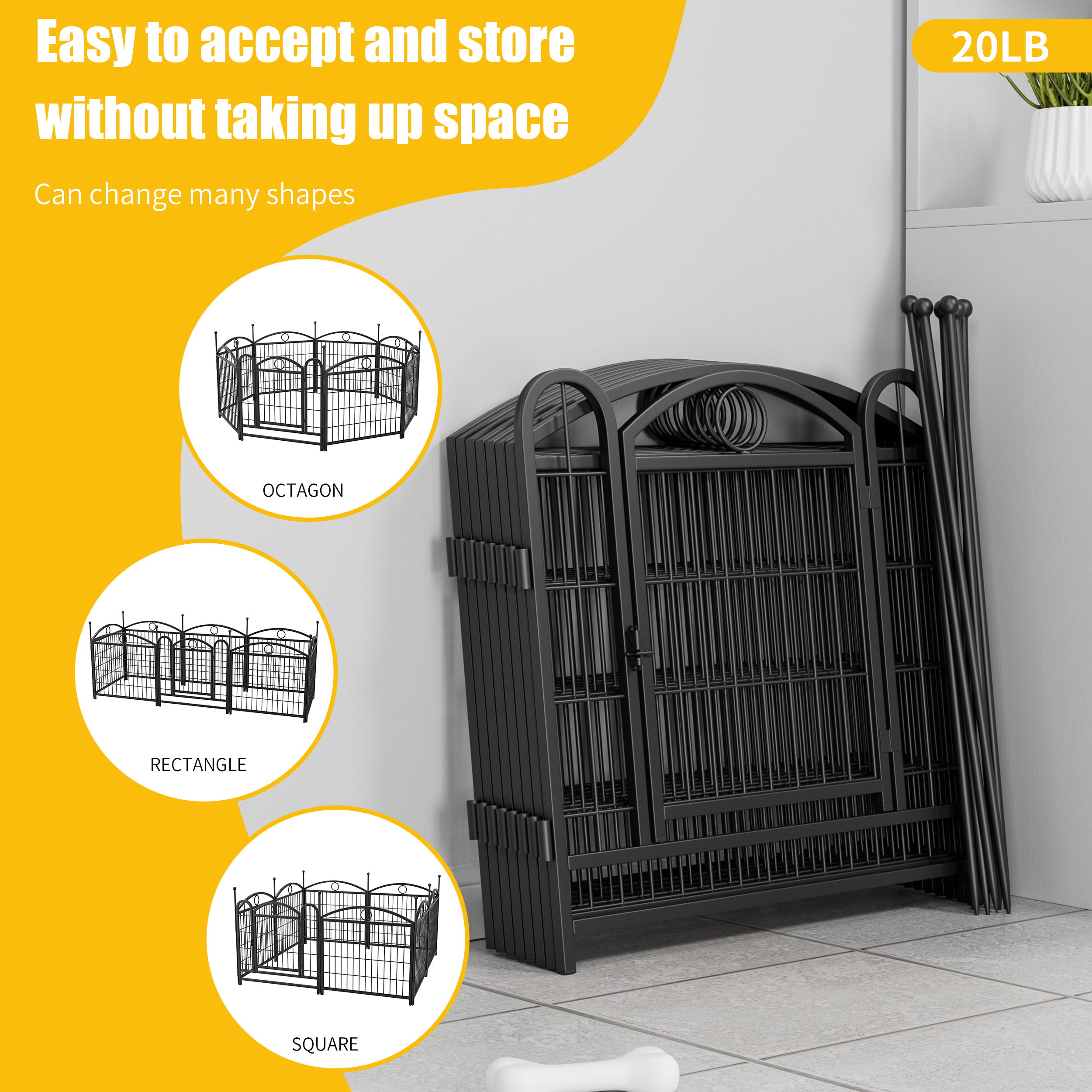 Dog Playpen Indoor - 24" 8-Panel Metal Pet Fence - Image 4