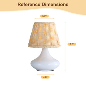 Woven Bamboo Table Lamp - Dimmable Desk Night Light