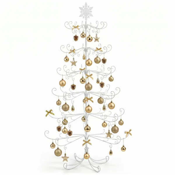 6ft White Artificial Christmas Tree with Snowflake Topper - Image 3