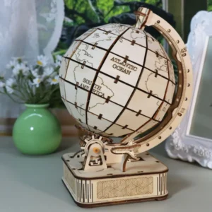 3D Wooden Puzzle Globe - DIY Craft Model Kit with World Map
