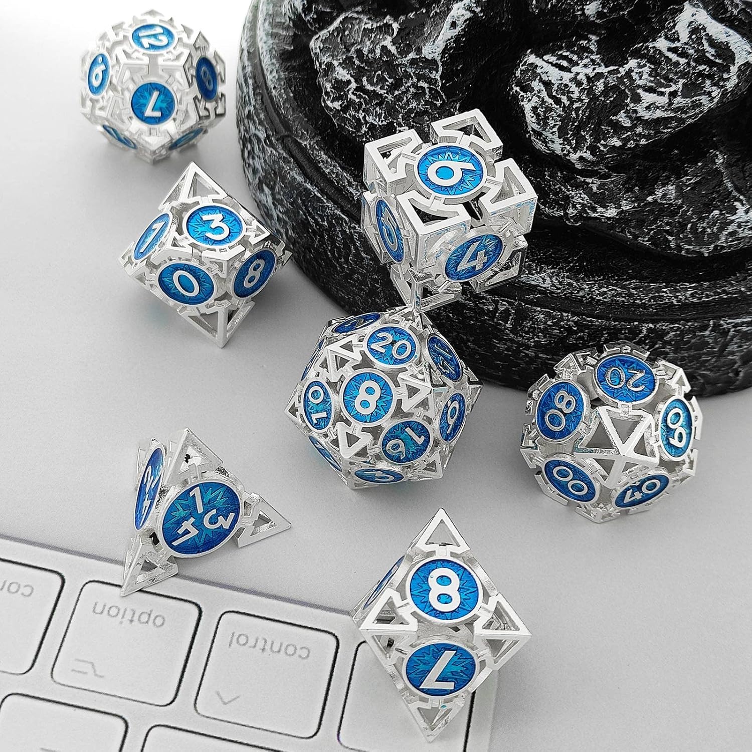 DND Metal Dice Set - D20 Polyhedral Hollow Dice for D&D & Tabletop RPGs
