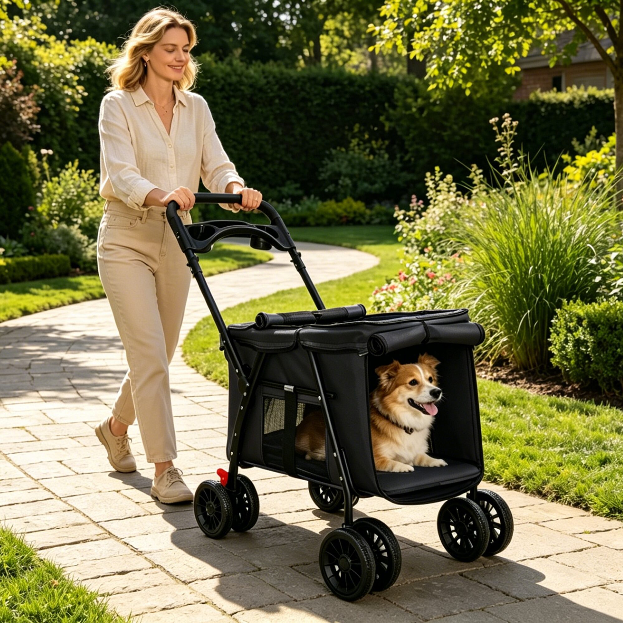 Foldable Pet Stroller - 4-Wheel Dog & Cat Stroller - Image 2