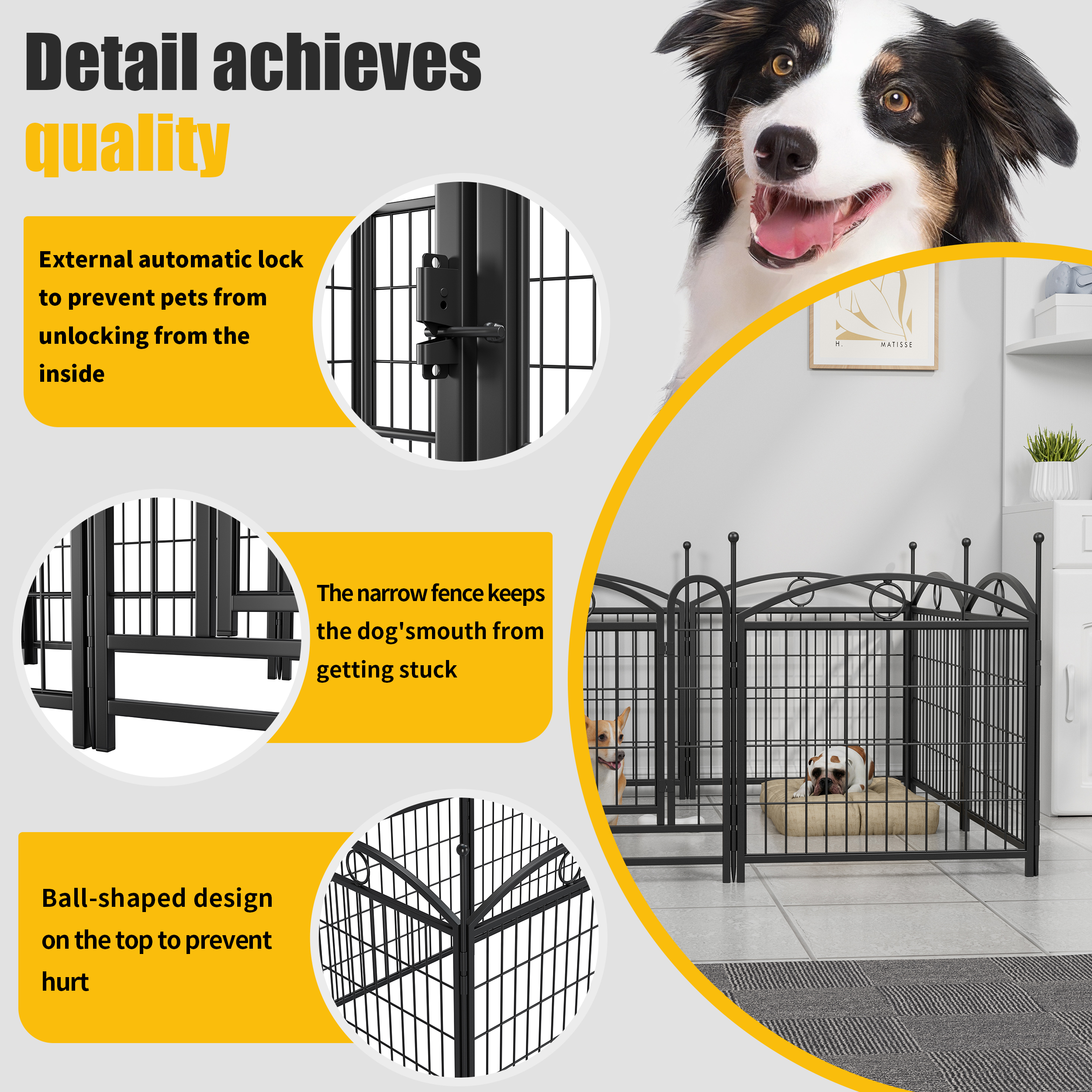 Dog Playpen Indoor - 24" 8-Panel Metal Pet Fence - Image 3