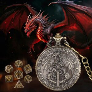 Mythical Winged Beast Dice Case - Retro DND Dice Storage Set