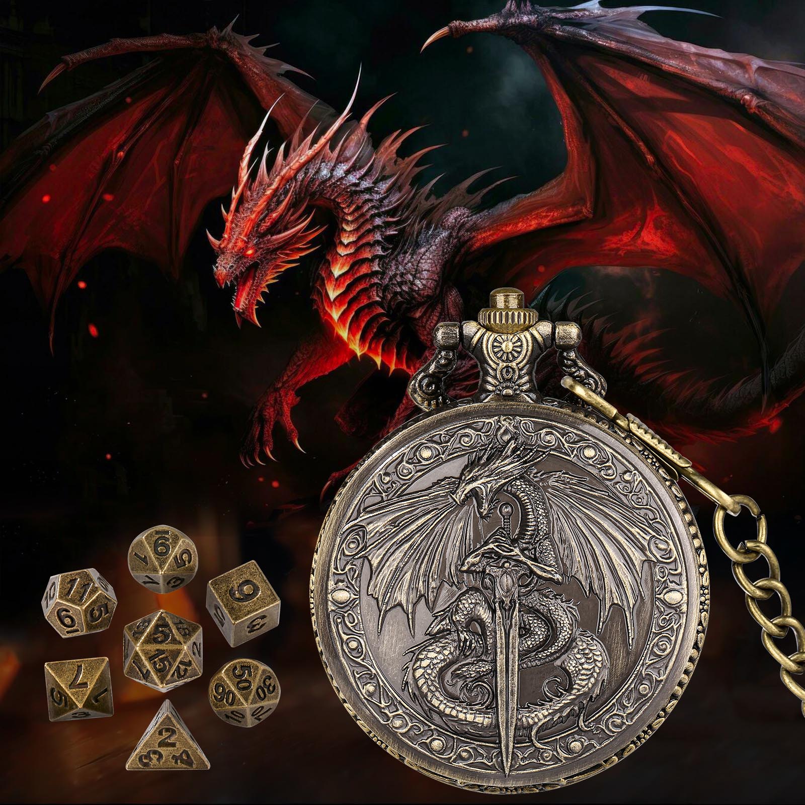 Mythical Winged Beast Dice Case - Retro DND Dice Storage Set