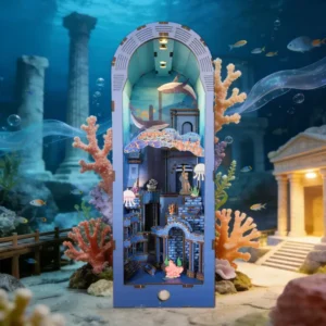 3D Wooden Puzzle Atlantis Book Nook with Lights - DIY Model Kit