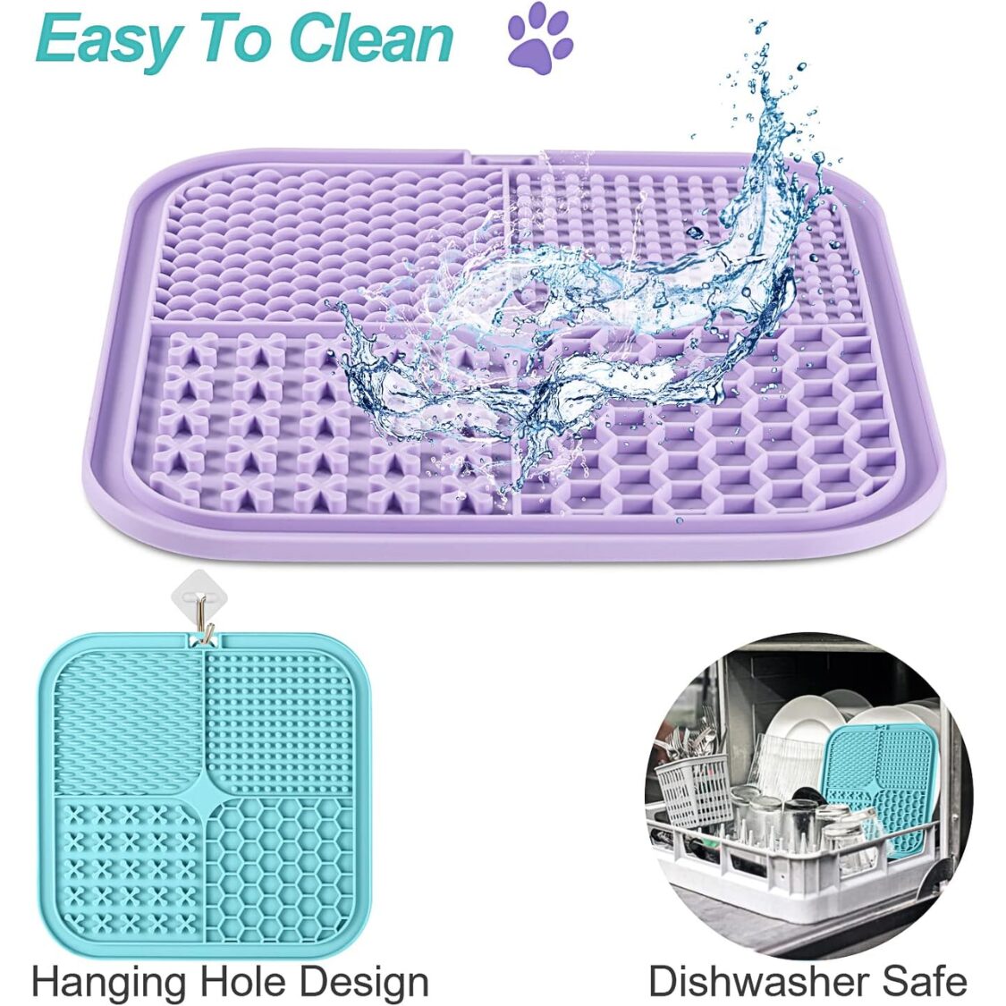 Lick Mat For Dogs Cats 2 Pack, Slow Feeder Licking Pad With Suction Cups For For Anxiety Relief And - Image 4