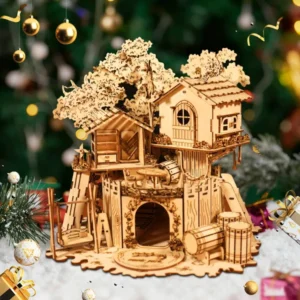 3D Wooden Puzzle Tree House - DIY Assembly Model Kit with Light