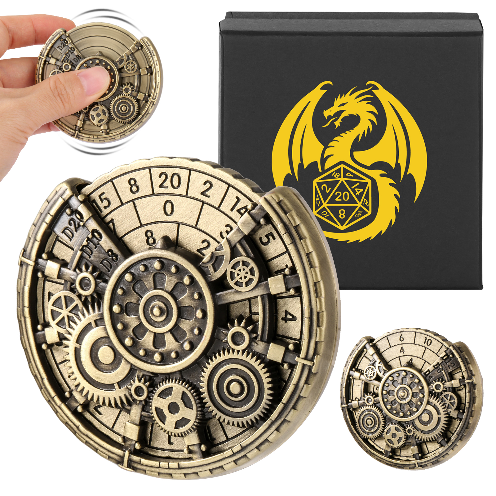 Time Gear Dice Wheel Gift Box - Fingertip Gyro Retro DND Dice