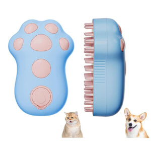 Rechargeable Steam Cat Brush - Pet Grooming Tool with Cute Paw Design