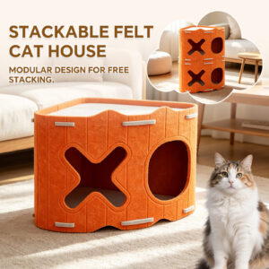Modular Stackable Felt Cat House - Detachable Cat Cave