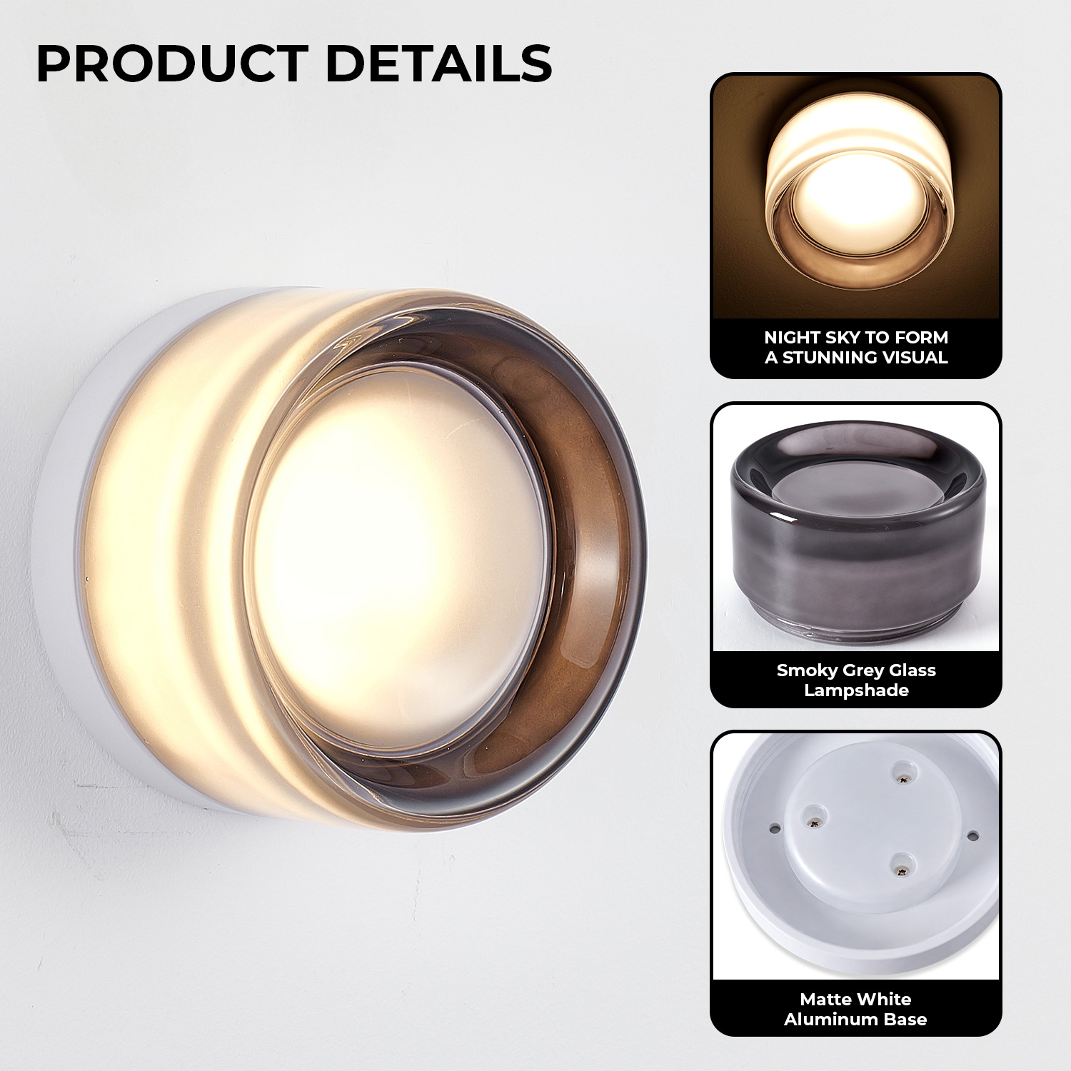 Minimalist Round Wall Light - LED Glass Shade Sconce - Image 4