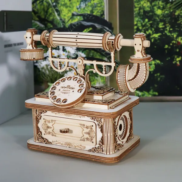 Retro Telephone 3D Wooden Puzzle - DIY Model Kit for Adults
